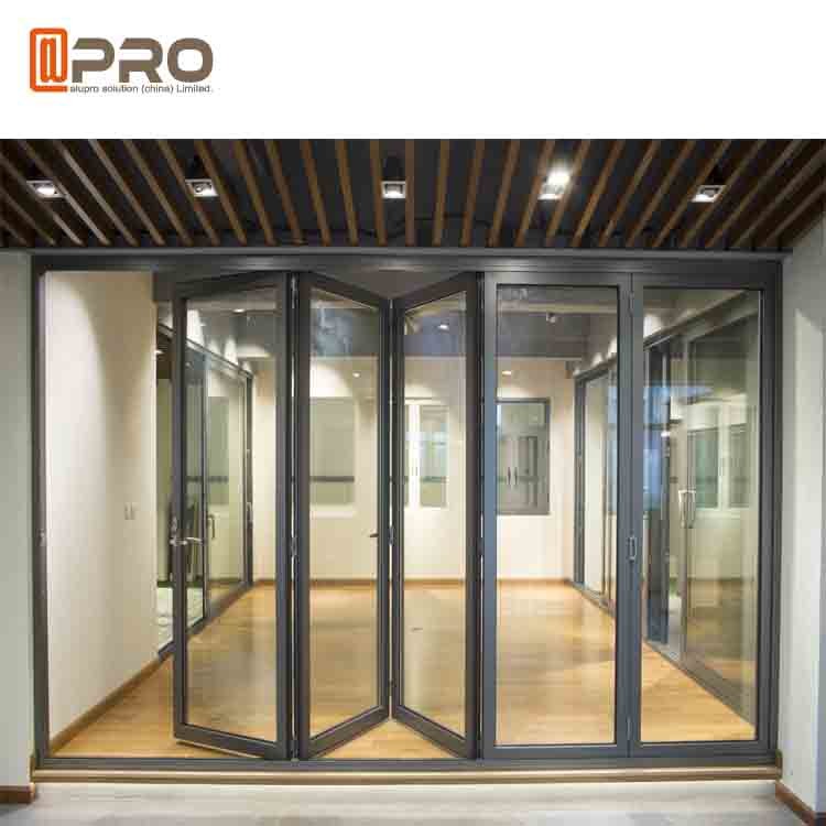 상업용 건물에 대한 분말 코팅 알루미늄 접는 문 사용자 지정 크기 자동 접는 문 보안 접는 할